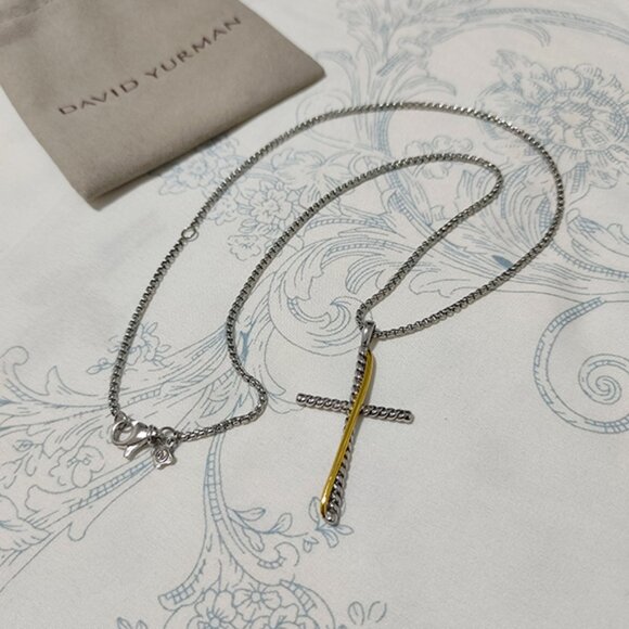 David Yurman Silver Cross Necklace - Picture 1 of 5
